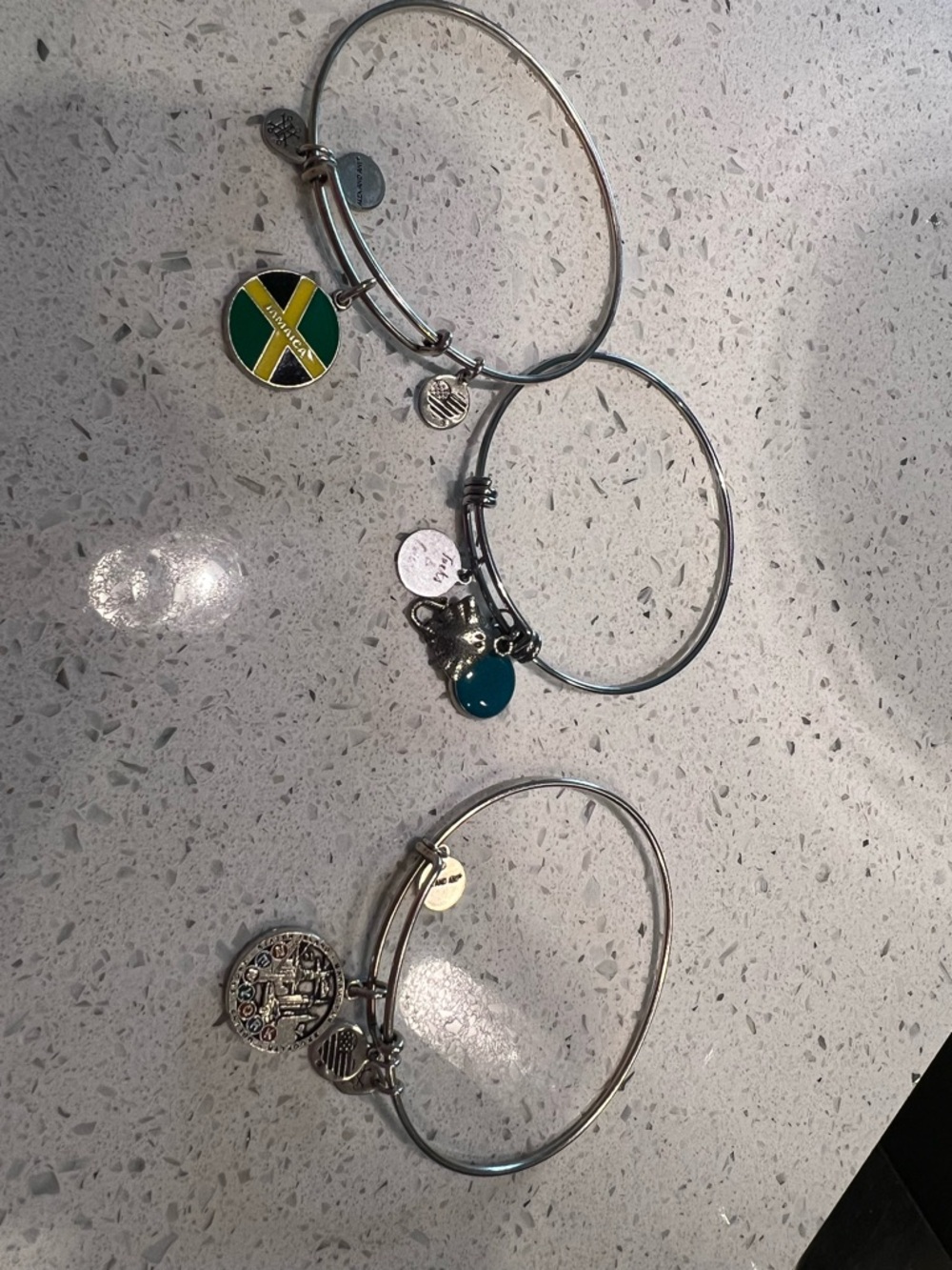 Alex and Ani NYC, Jamaica, Turks Silver-Tone Charm Bangle Bracelet